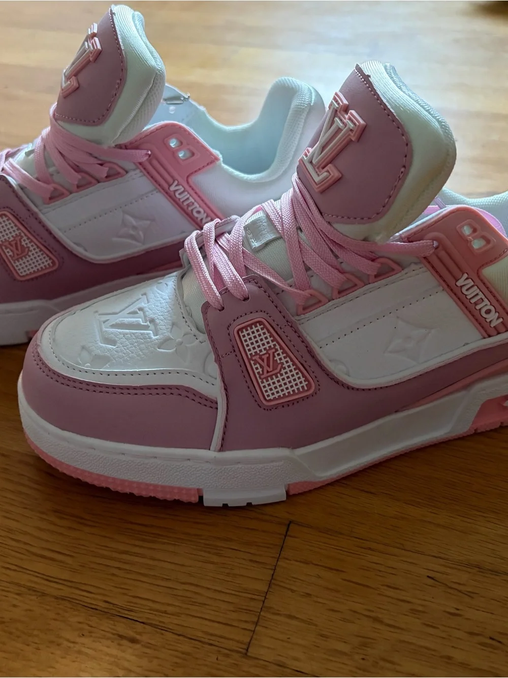 Louis Vuitton Pink and White Women's Low-Top Sneakers